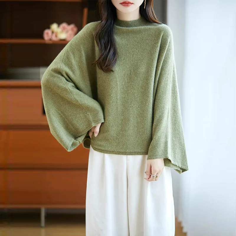ZOCEPT Spring Autumn High-Quality Wool Shawl Women's Medium-Length Version Of Sleeveless Casual Pullover 100% Wool Cape Jacket