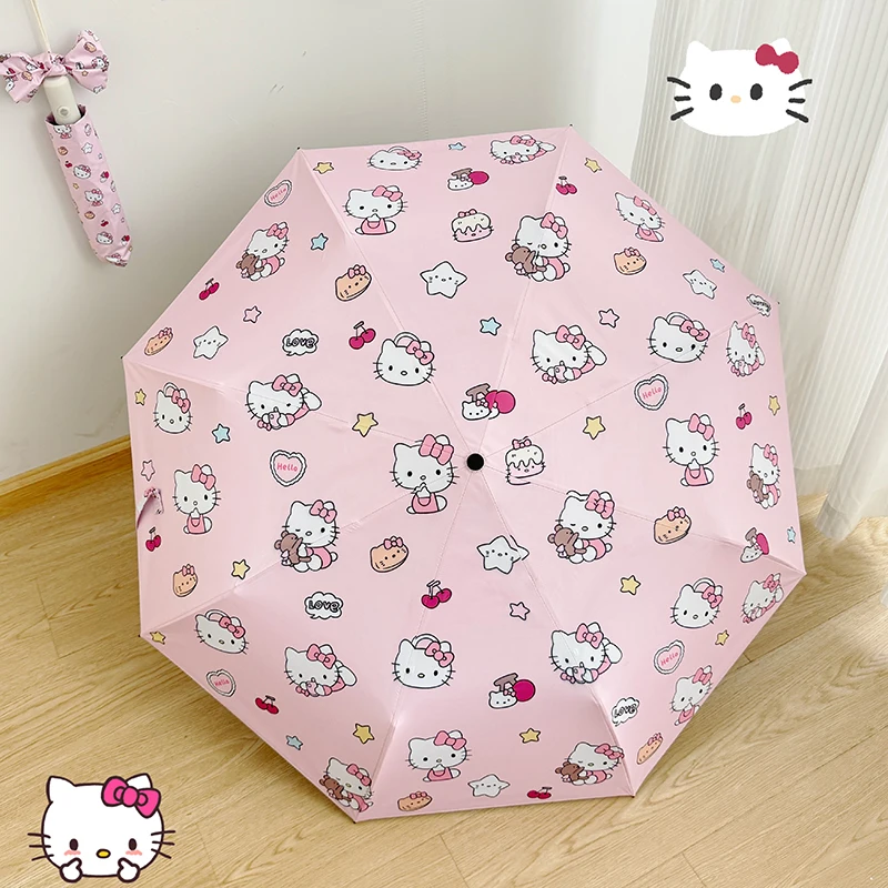 

Kawaii HelloKitty series fully automatic umbrella student rain dual-purpose sun protection parasol UV rain protection umbrella