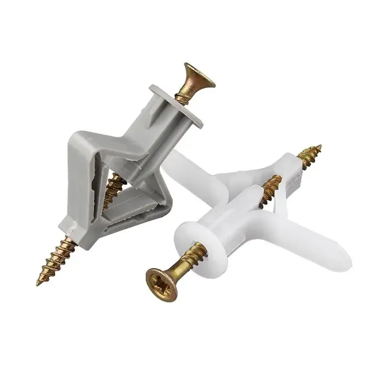 

50/100 шт., пластиковые анкеры для гипсокартона типа бабочки, крепежные детали для гипсокартона, винт для штор, стена, гипсовая розетка, расширительная трубка