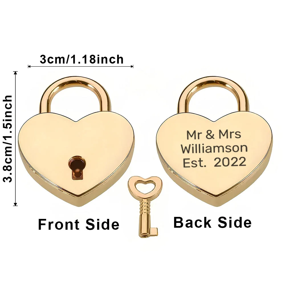 1PC Romantisch paar liefde Aangepaste naam en datum Mini hartvormig slot Liefde hangslot Wish Lock Bruiloft ingetoetst hangsloten voor Annive