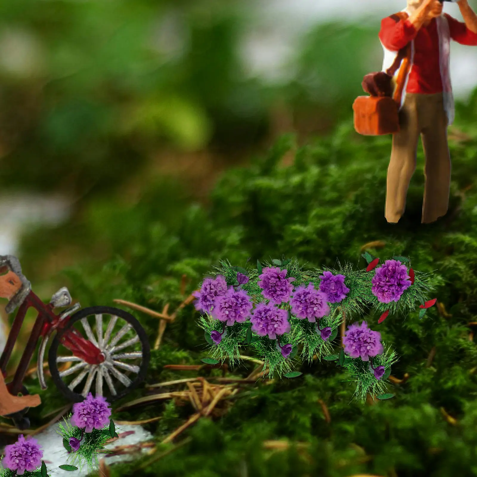 Miniature Flower Cluster Micro Landscape Sand Table Supplies Nylon Simulation Fake Plant Ornament Mini House Garden Decoration view 4