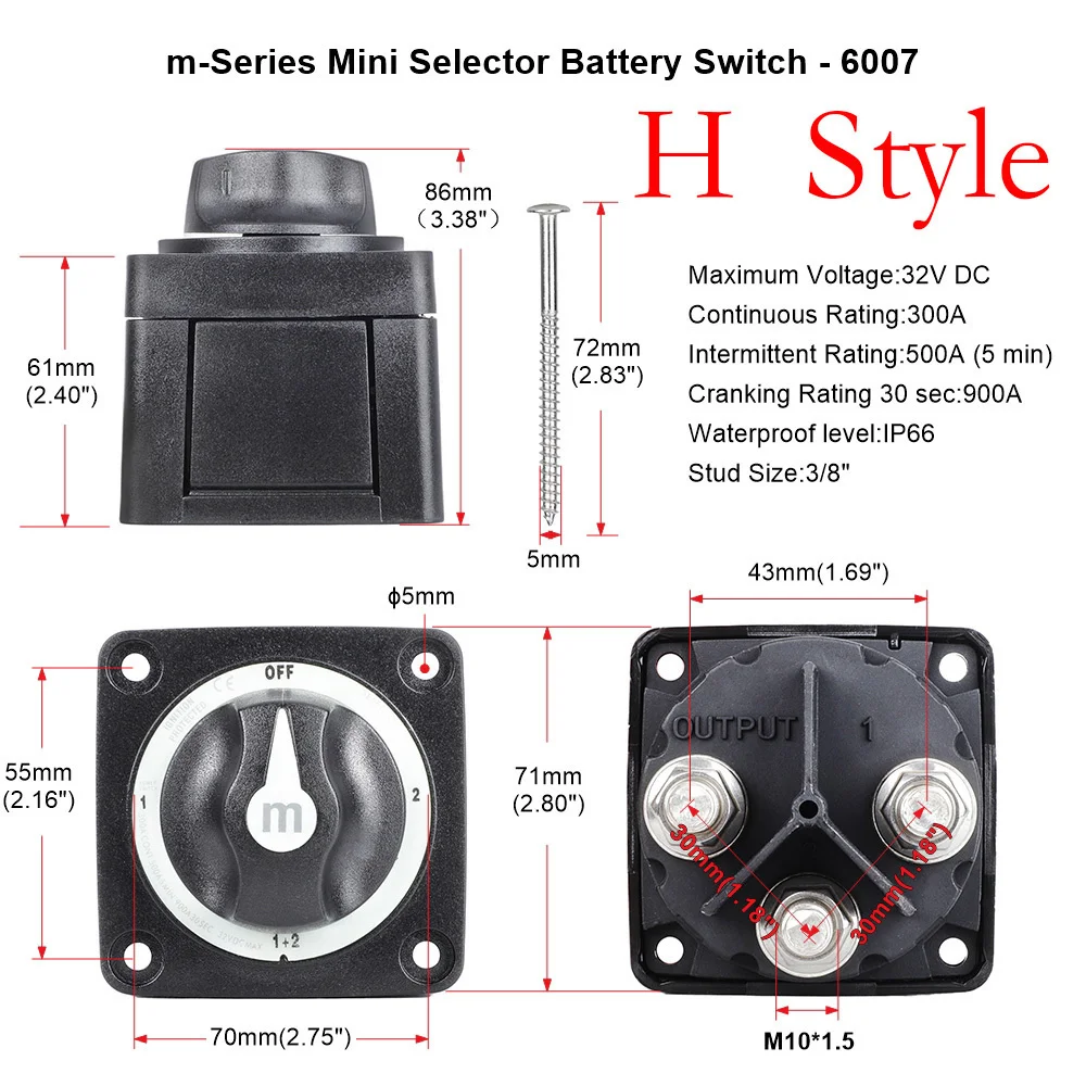 2 3 4 Positionen Massenschalter für 12V Batterie, 12V Batterietrenner, Kupplung, Drehschalter für Wohnmobil, LKW, Boot, 300tdi – Detail 8
