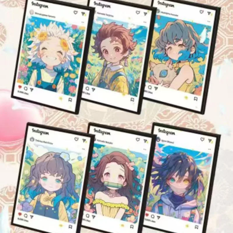 Venta al por mayor colección Demon Slayer Hemu Cultural Raster acrílico lindo versión Q colorido regalo de verano naipes