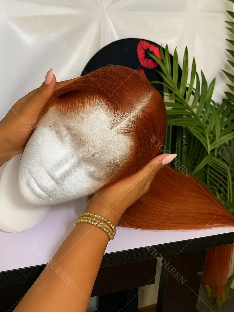 

Comfortable Fit Reddish Brown Human Hair Wigs Long Silky Straight 13X4 Hd Lace Frontal Wig Auburn Copper Colored Lace Front Wigs