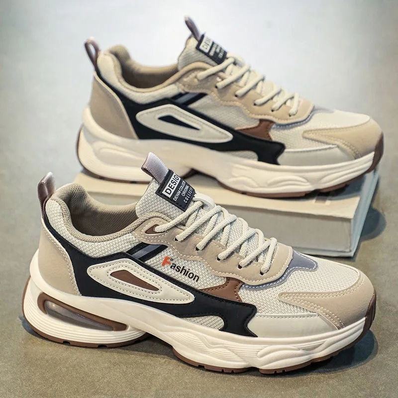 

PU Leather Sport Shoes For Men Trend Fashion Men's Clunky Sneakers Waterproof Outdoor Hiking Male Running Footwear