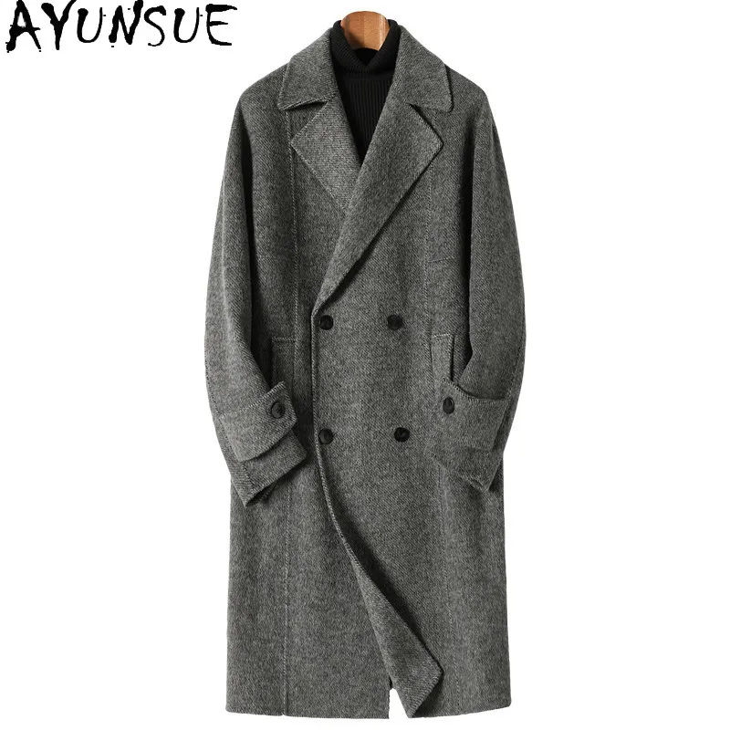 AYUNSUE 90% Wool 10% Alpaca Wool Coat Man Clothing 2026 Autumn Winter Double-sided Woolen Jacket Fashion Loose Coats Jackets