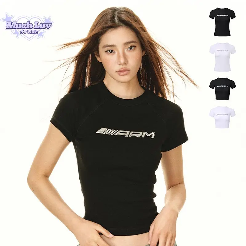 

Streetwear Hot Girl Slim Fit Short T-shirt Women's Clothing Summer Fashion Comfy Short Sleeve Top Hotsweet 2000s Y2k Vintage