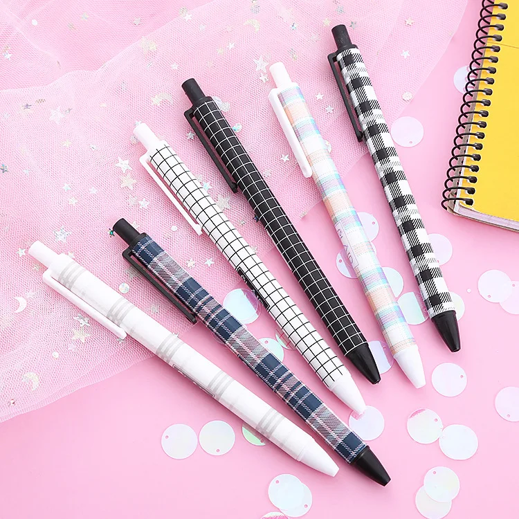 3pcs Creative Plaid Series Press Gel Pens Fashion Business Office Stationery Writing Pens For Kids Exquisite School Supplies