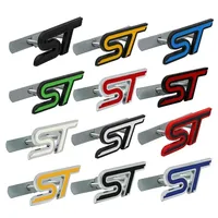 3D Metal ST Letters Badge Car Front Grille Emblem Decals for Ford Mondeo Kuga Ranger Mustang F150 Aspire Everest Fiesta Focus