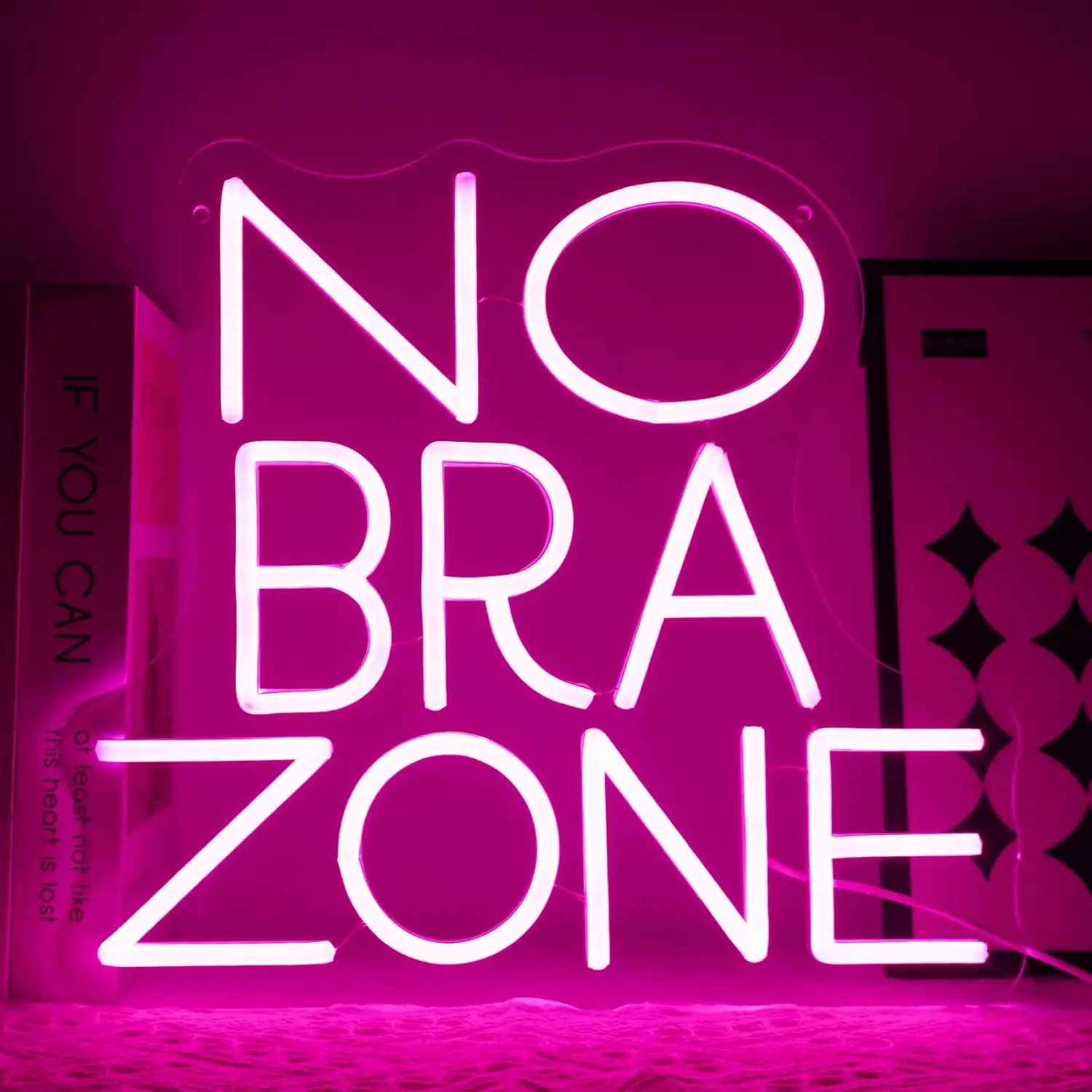 

"No BRA Zone " Neon Sign Art Wall Light USB LED Lights for Girls' Bedroom Dorm Pajama Party Bathroom Feminist Decoration Gift