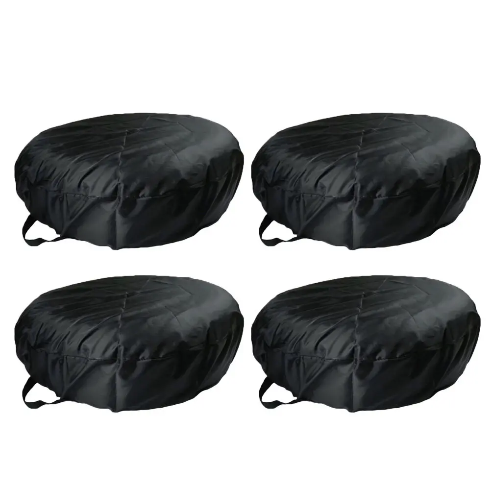

4Pcs Waterproof Oxford Cloth Car Tire Covers Spare Wheel Cover Black Size S 65x37 Protective Dustproof Tires Sleeve Universal