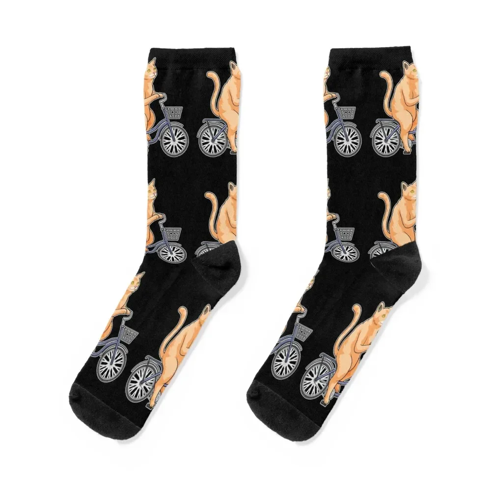 

Cat with Bicycle Socks Novelties Antiskid soccer winter thermal luxury Girl'S Socks Men's