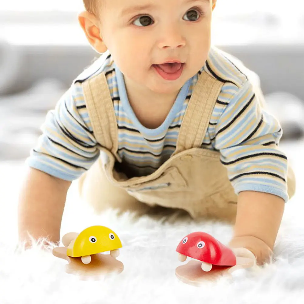 Castañuela de Madera con Diseño de Pez y Colores Brillantes, Desarrolla la Capacidad Sensorial del Bebé, Comunicación Entre Padres e Hijos, Castañuela Musical para Niños