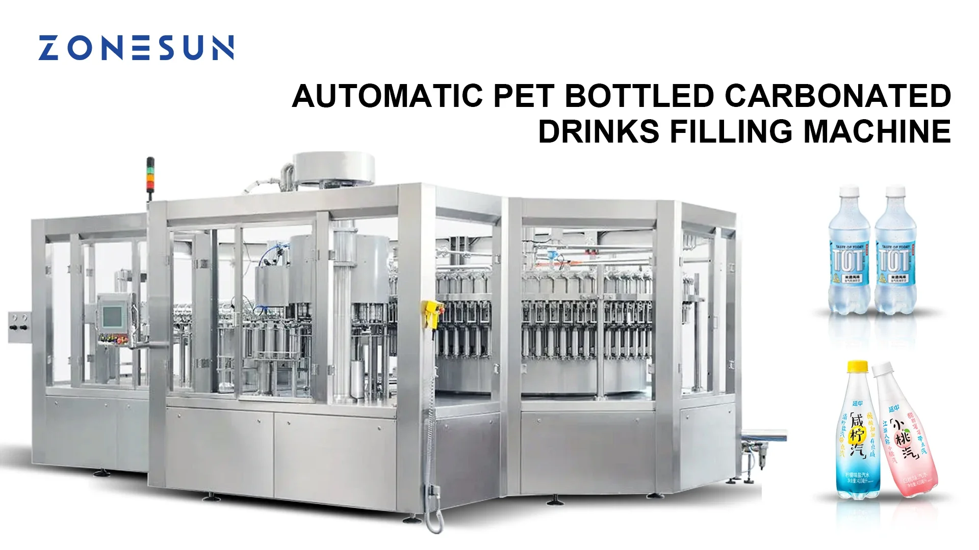 ZONESUN ZS-AFMC 24000 BPH Máquina llenadora de agua carbonatada para botellas de PET totalmente automática Fabricación de bebidas Línea de producción masiva