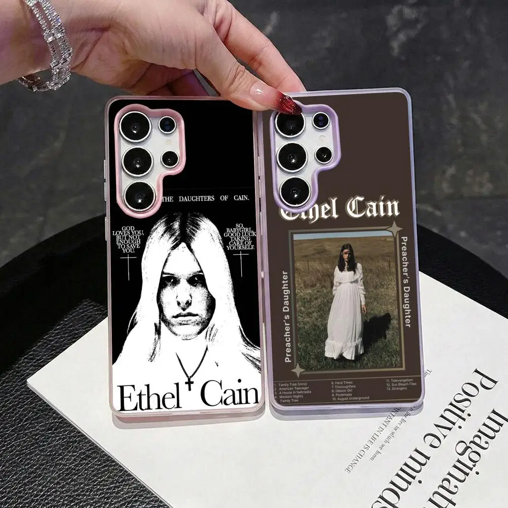 Singer E-Ethel Music Albums Cain Phone Case 2-in-1 Detachable Clear Case for Samsung S26-S22 Multi-Color Card Holder Soft TPU