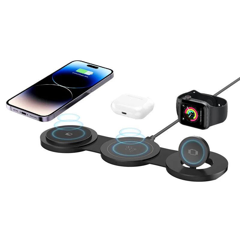

Luxmoc 15W 3-In-1 Magnetic Wireless Charger Foldable Magnetic Wireless Charger Mobile Phone Stand Portable Wireless Charger
