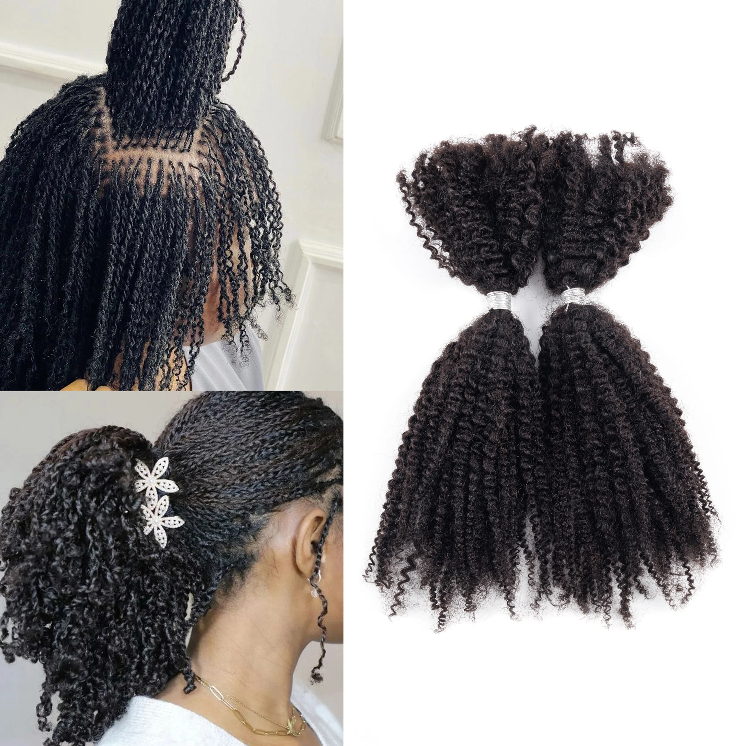 

Ready to Ship Bulk Human Hair 100% Raw 4C Afro Kinky Bulk Human Hair for Dreadlock Extensions