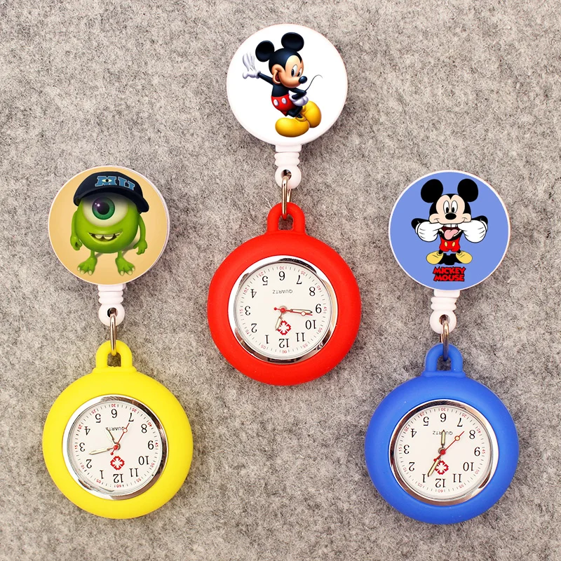 

Cartoon Doctor Nurse Friends Style Cute Bow Mouse Pocket Watch Retractable And With Clip For Men And Women