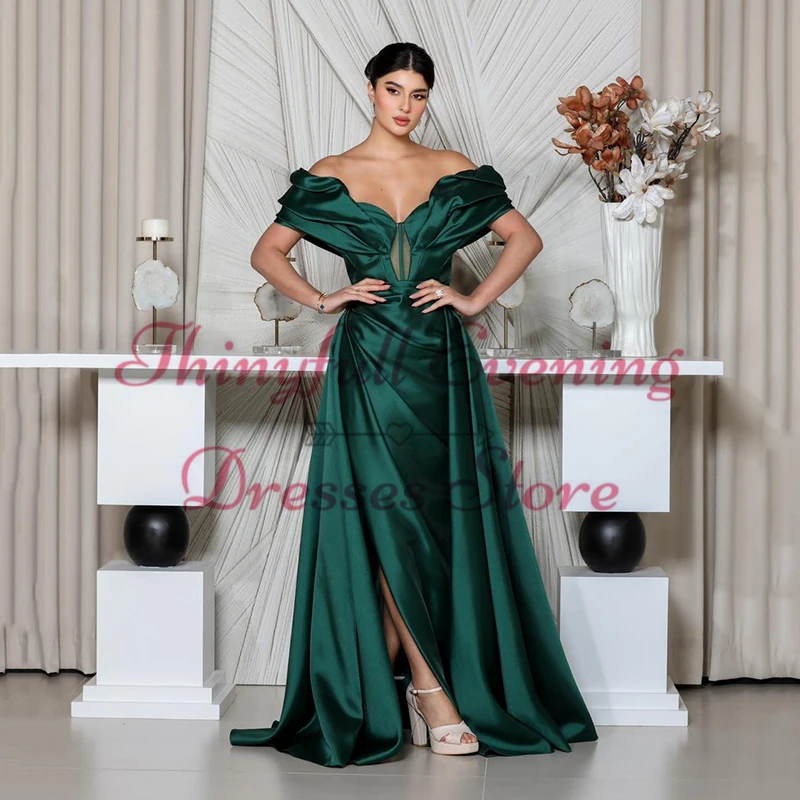 Thinyfull Women Mermaid Prom Evening Dresses Off The Shoulder Side Slit Party Dress Formal Night Cocktail Prom Gowns Custom Size