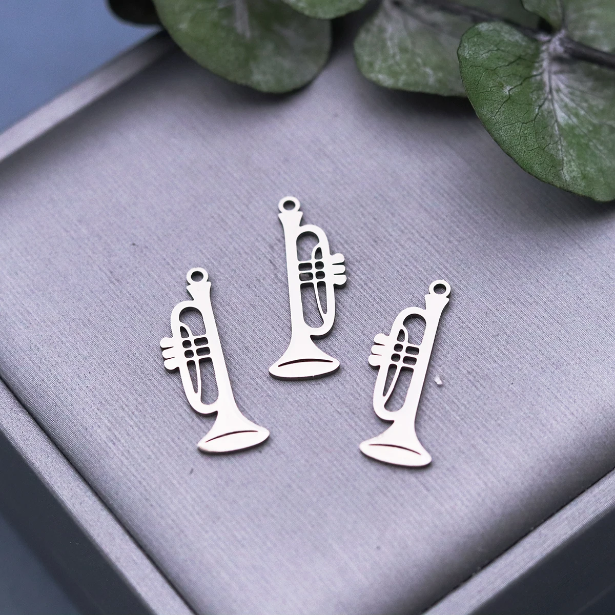 3pcs Music Instrument Pendant Stainless Steel Trumpet Charms For Necklace Earrings Jewelry Making Wholesale