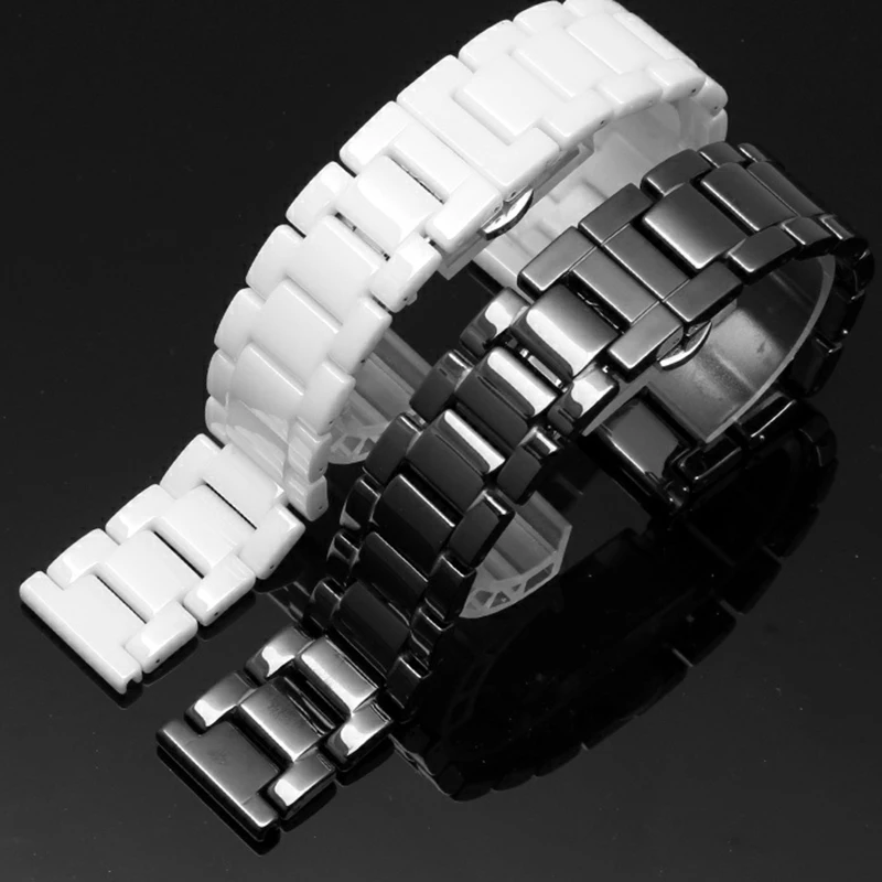 14/16/18/20/21/22mm High quality quick release ceramic watch strap for any watch black and white bracelet for men and women