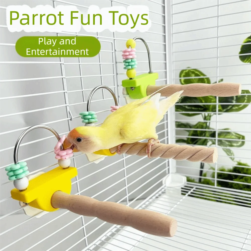 

Flower Chew Fun Bird Perch Stand Wear-resistant Easy Installation Parrot Standing Pole Beak Nail Grinder Non-slip