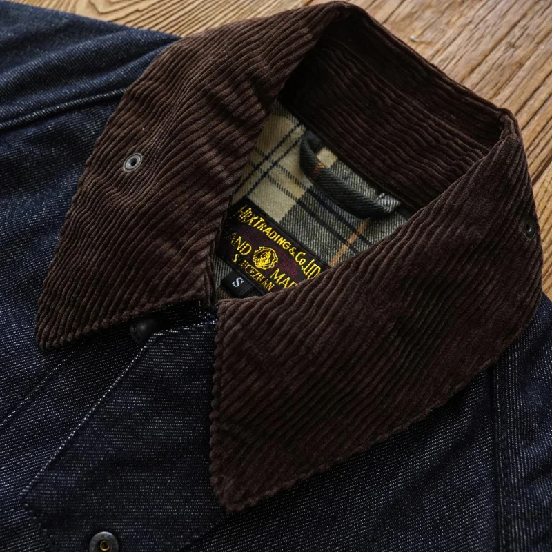 Sauce Zhan Wax-Free Ranger Denim Coat Mens Rustic Terrain Trench Outlander Jacket Regular Fit