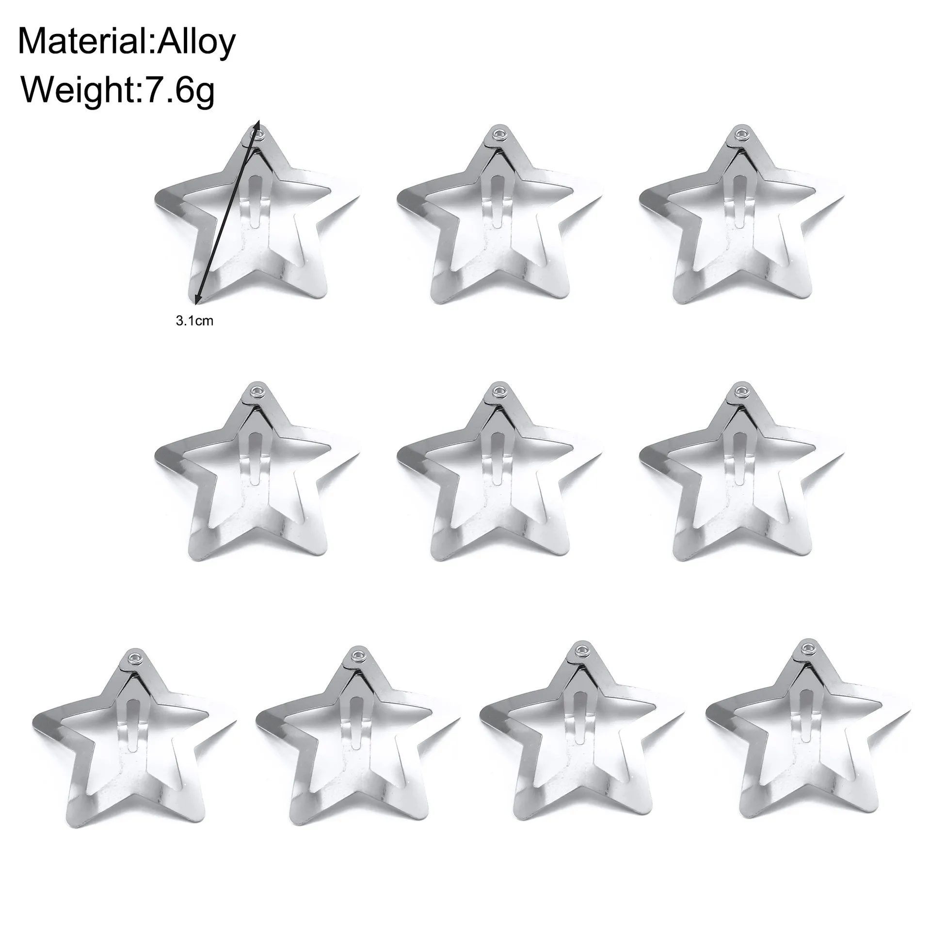 Y2K 3.2cm Star Hair Clip Ins Style Metallic Sweet Cool Clip Silver Pentagram Bb Clip Accessory view 3