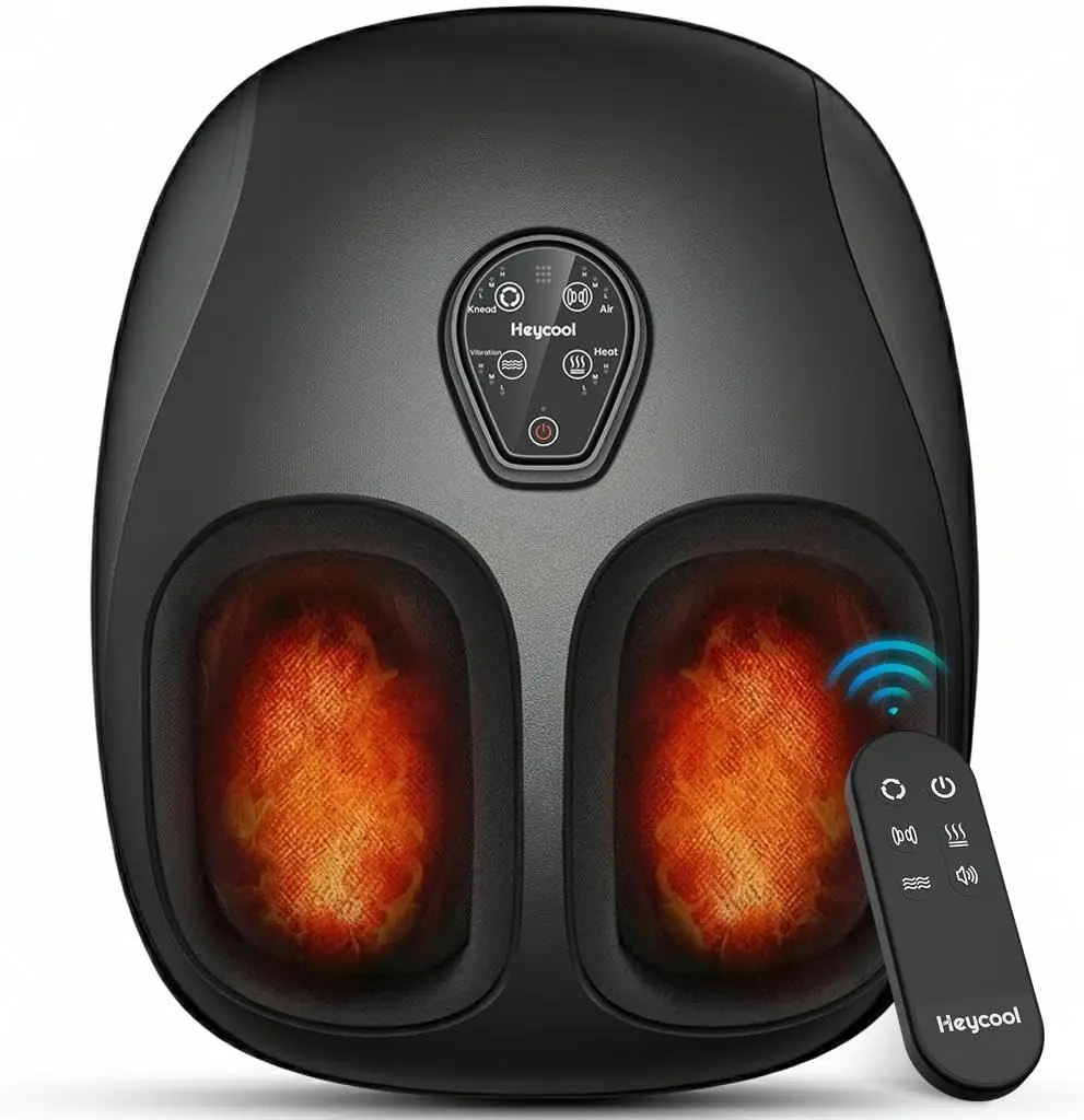 

Модернизированный массажер для ног шиацу с подогревом, сжатием, пультом дистанционного управления для облегчения подошвенного фасциита, идеальный подарок