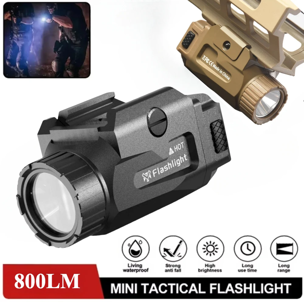 800 LM Airsoft Pistol Light Tactical LED Flashlight Quick Release Rifle Weapon Gun Light for G17 Airsoft Rifle Outdoor Hunting
