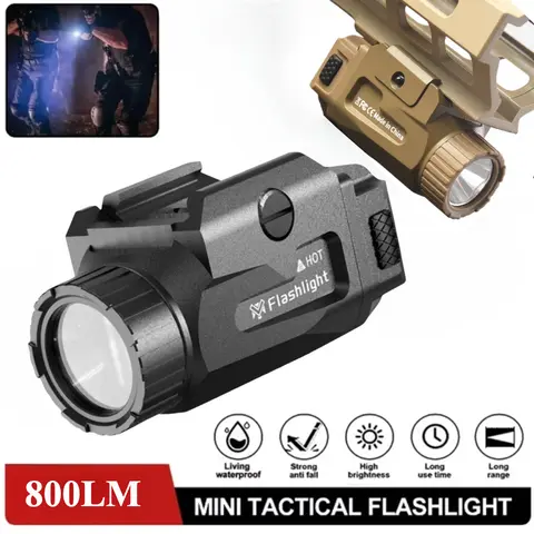 800 LM Airsoft Pistol Light Tactical LED Flashlight Quick Release Rifle Weapon Gun Light for G17 Airsoft Rifle Outdoor Hunting