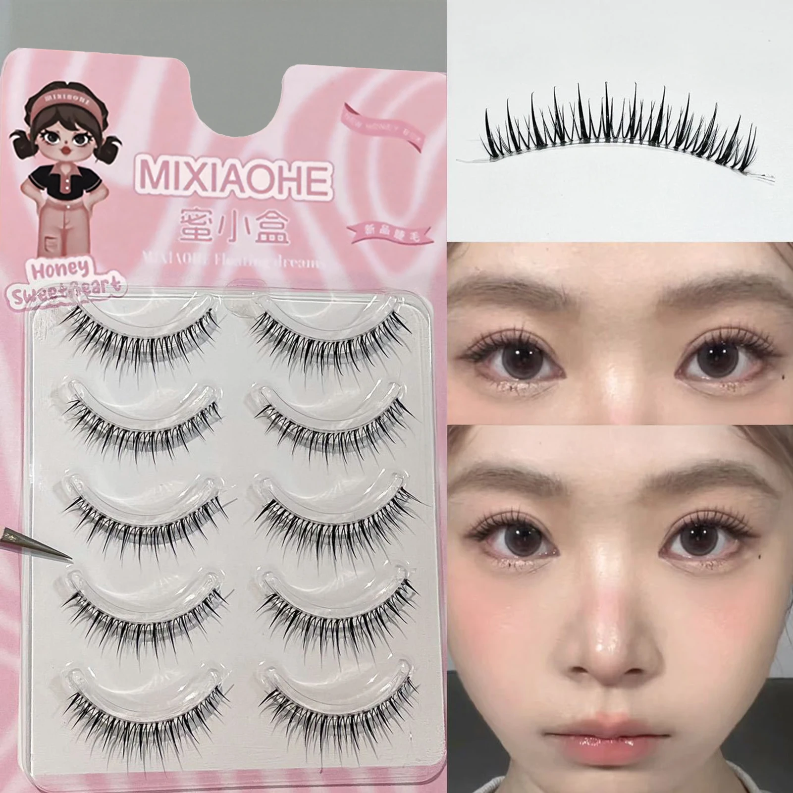 Natural Daily False Eyelashes Woman DIY Wispy Strip Eyelashes DIY Makeup Lash Extension 5 pairs