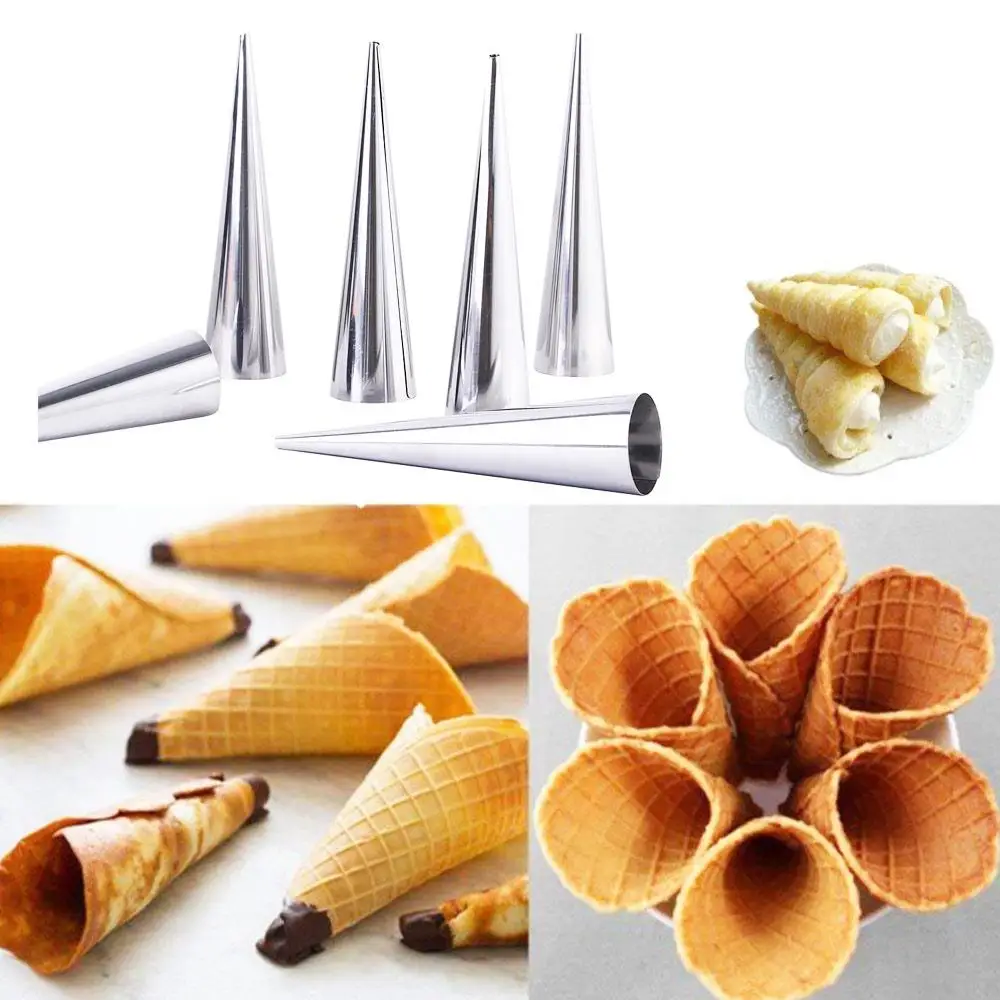 metal croissant pastry roll cream horn cream puff bread baking tool brioche mold waffle cone mold cannoli tubes