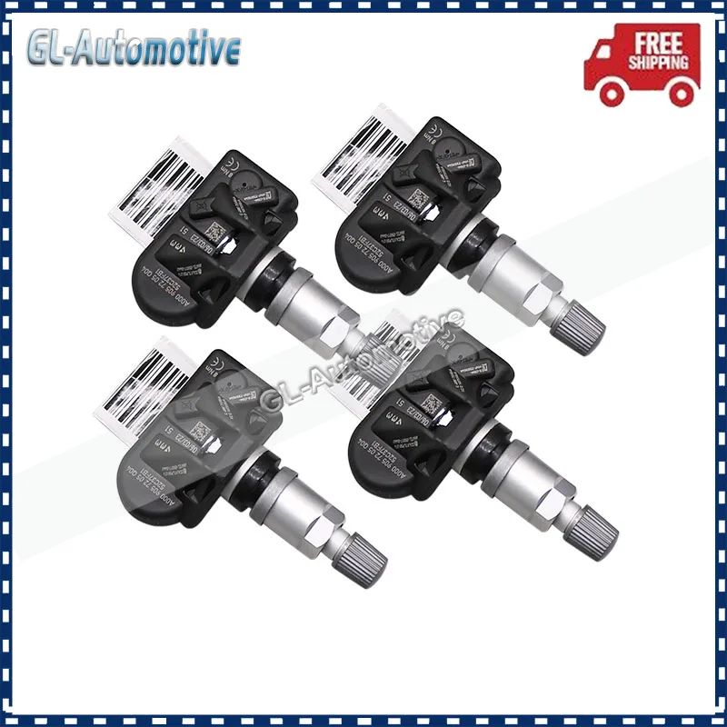 Set of (4) TPMS A0009057205 Tire Pressure Sensor for BMW Mercedes-Benz W177 W247 W206 C118 C257 W213 C238 H247 V295 H247 433MHZ