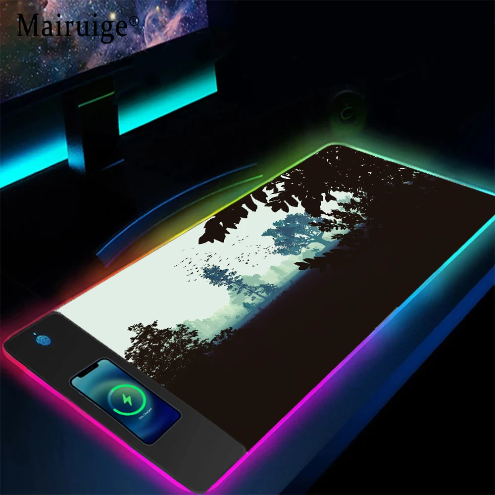 

Wireless Charging Gaming Mousepad Wild Hunt Dark Computer Tables Gaming Laptop Table Cushion Pad on The Table Carpet Padding