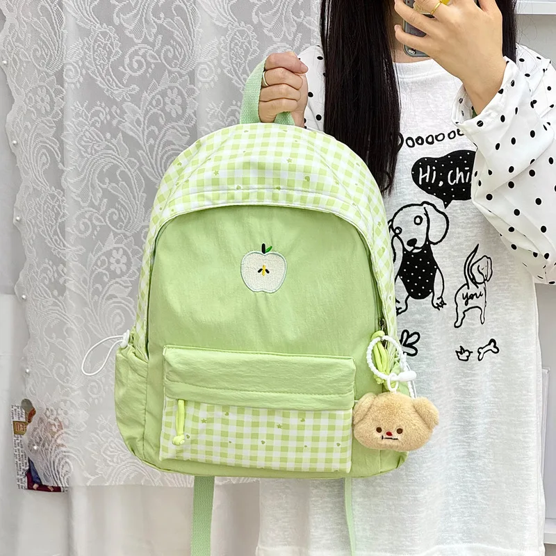 Fresh and simple plaid backpack for middle and high school students, large capacity, Korean styleinsMinimalist Commuting Backpac