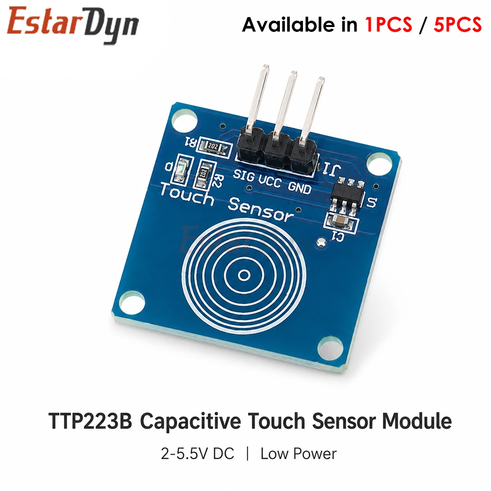 Estardyn 1/5PCS TTP223B Capacitive Touch Sensor Module Digital Switch Board 1 Channel Jog 2-5.5V DIY Kit