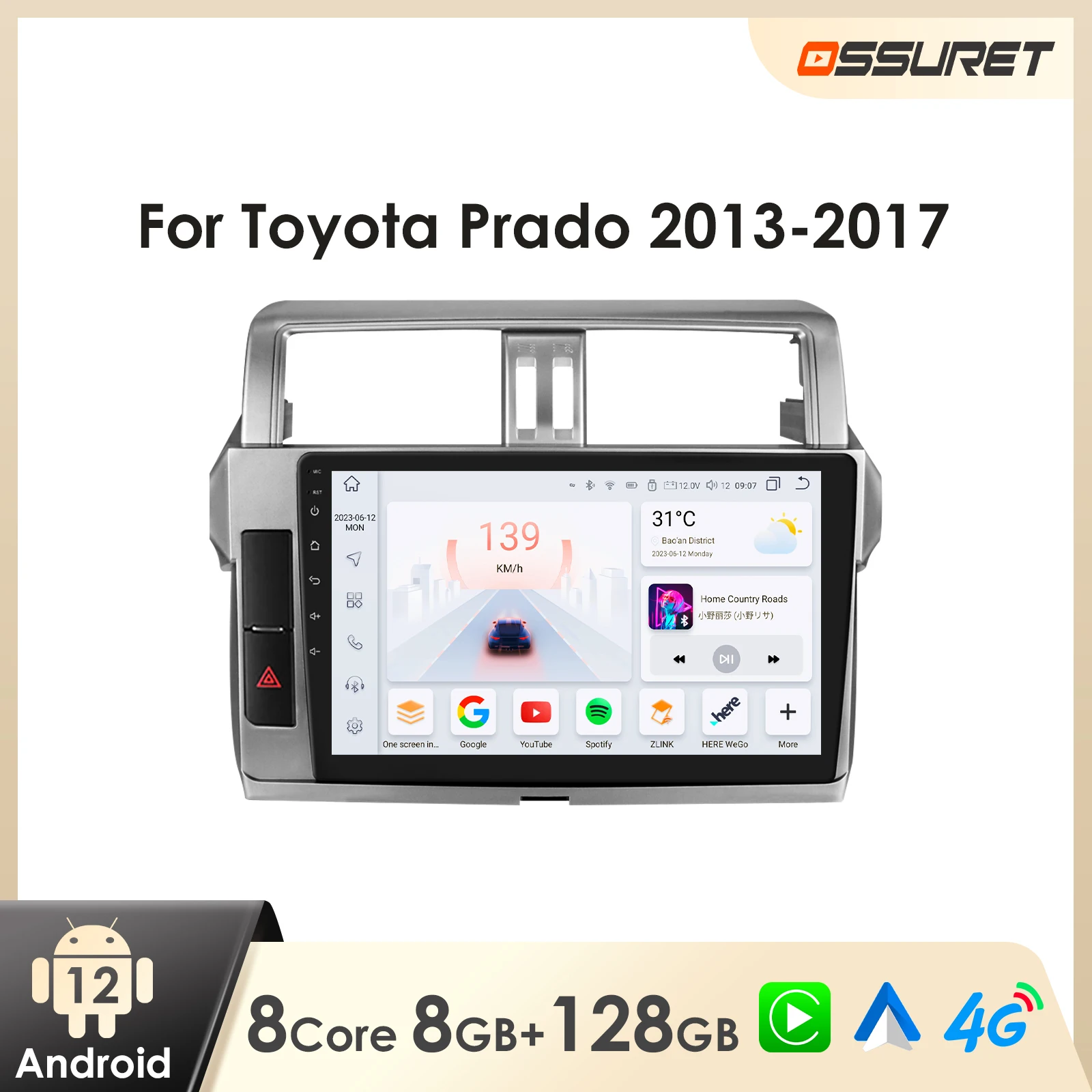 Android Car Radio for Toyota Land Cruiser Prado 150 2013-2017 Car Multimedia Android Auto Carplay Car Intelligent Screen Player