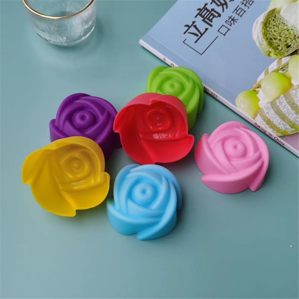 1 pz 5CM colore rosa fiore stampo per Cupcake luna torta Muffin budino antiaderente resistente al calore creativo stampi da forno in Silicone