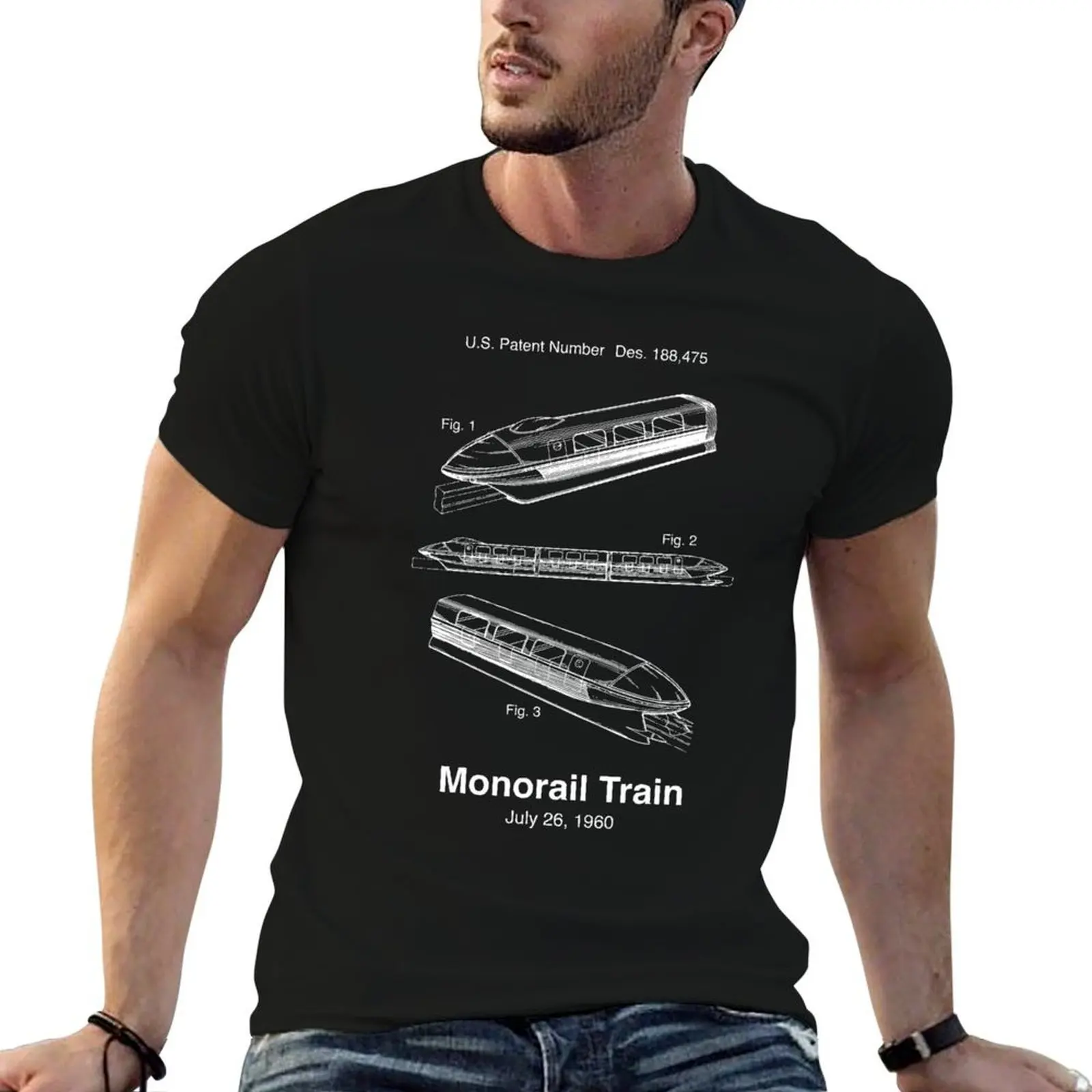 Monorail Train Patent T-Shirt man t shirts for men casual essential t shirt T-Shirt