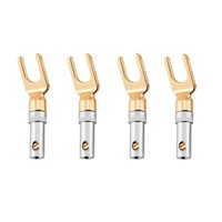 4Pcs Y/ U Type Banana Plug Speaker Plugs Audio Cable Wire Connector Screw Lock Fork Spade Plug Banana Connectors