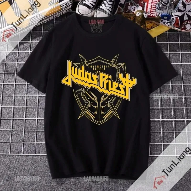 New Judas Priest T-Shirt Cool Black Graphic Print Retro Vintage Band Tees for Men Hip Hop Men\'s Street Top T-shirt