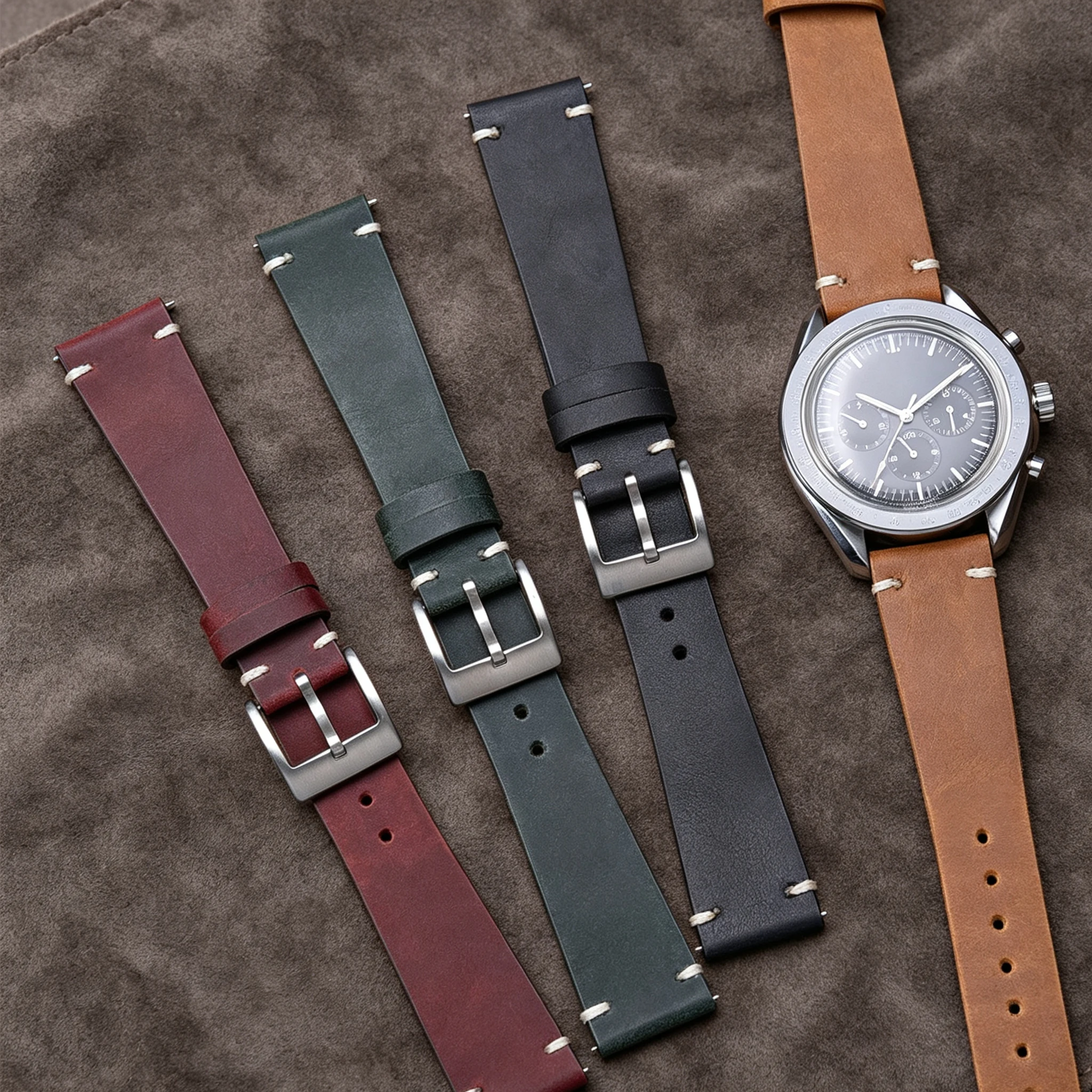 Retro Crazy Horse Leather Watch Strap 18mm 20mm 22mm Quick Release Business Leisure Universal Bracelet For Cartier Seiko Omega