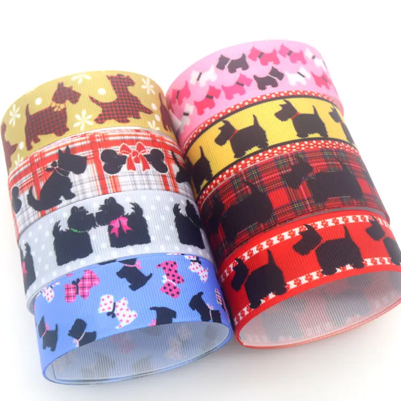 DHK 7/8'' 5yards Collie Dog Scotland Printed Grosgrain Ribbon Accessories Material Headwear Decoration DIY Sewing Craft C2010