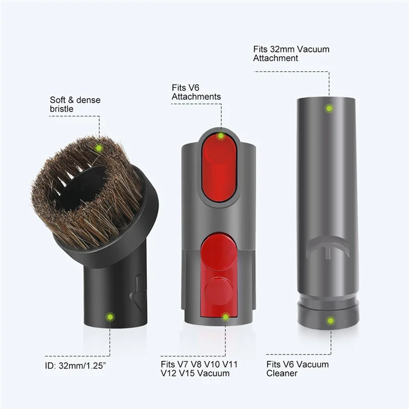 

ALIM-For Dyson V15 V12 V11 V10 V8 V7 Vacuum Cleaner, Crevice Tool Horse Hair Dust Brush Vacuum Accessories