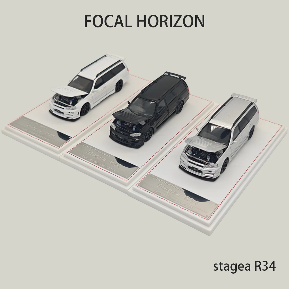 FH Stagea R34 1:64 JDM Station Wagon Diecast Model Car With Openable Hood Visible Engine Detail In Stock Ready To Ship