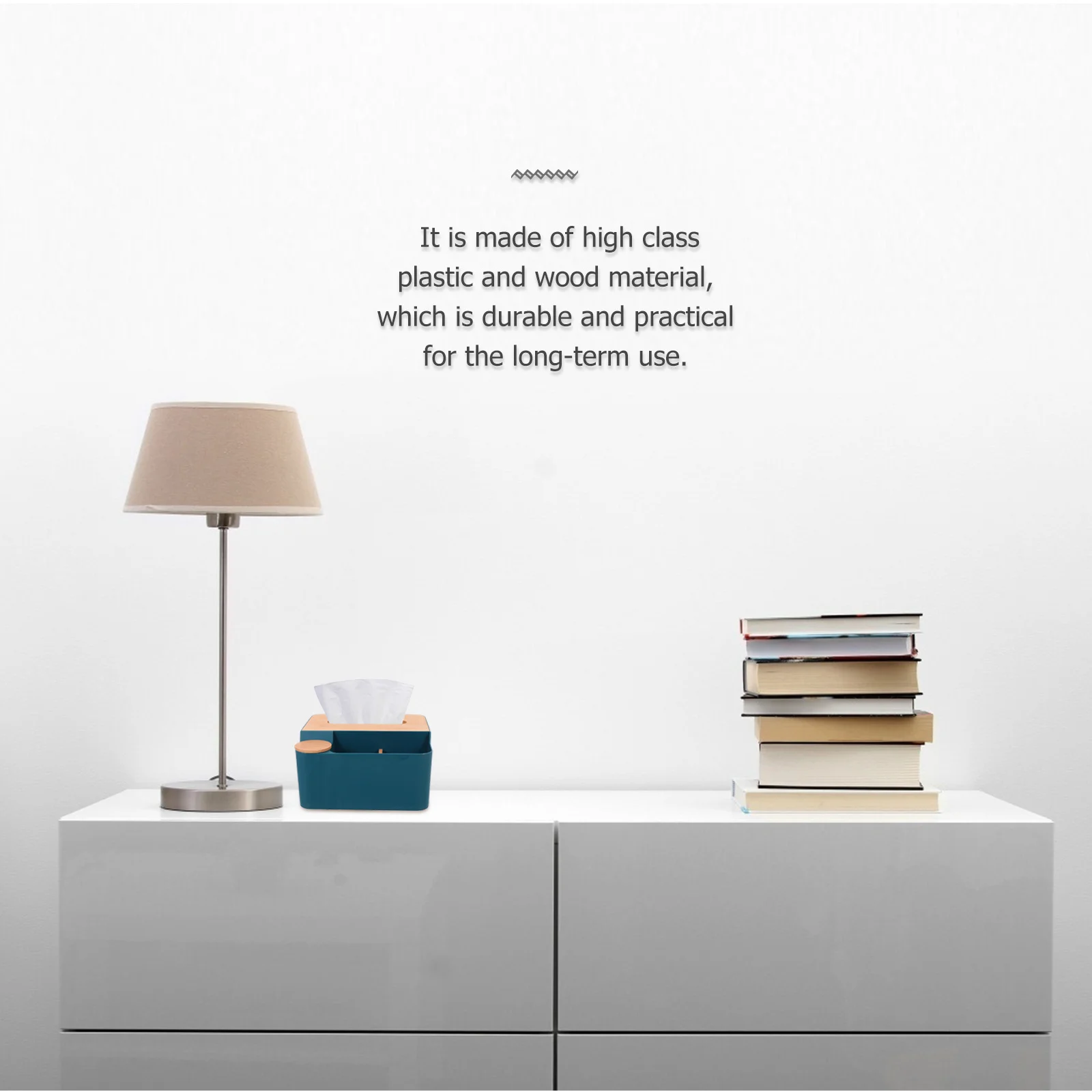 Boîte à mouchoirs en plastique et bois, 1 pièce, boîte de rangement multifonction pour télécommande, pour bureau, salon, bureau, boîte de rangement de mouchoirs