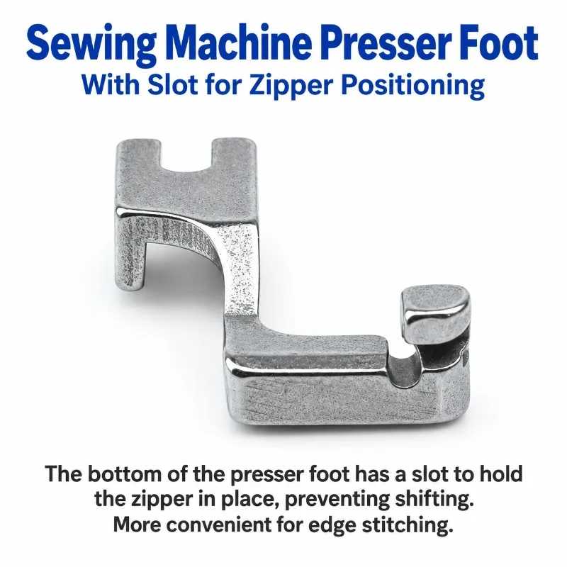 HENVOR S518L T168 Invisible Zipper Presser Foot for Industrial Lockstitch Sewing Machine, Single-Sided Sewing Accessory