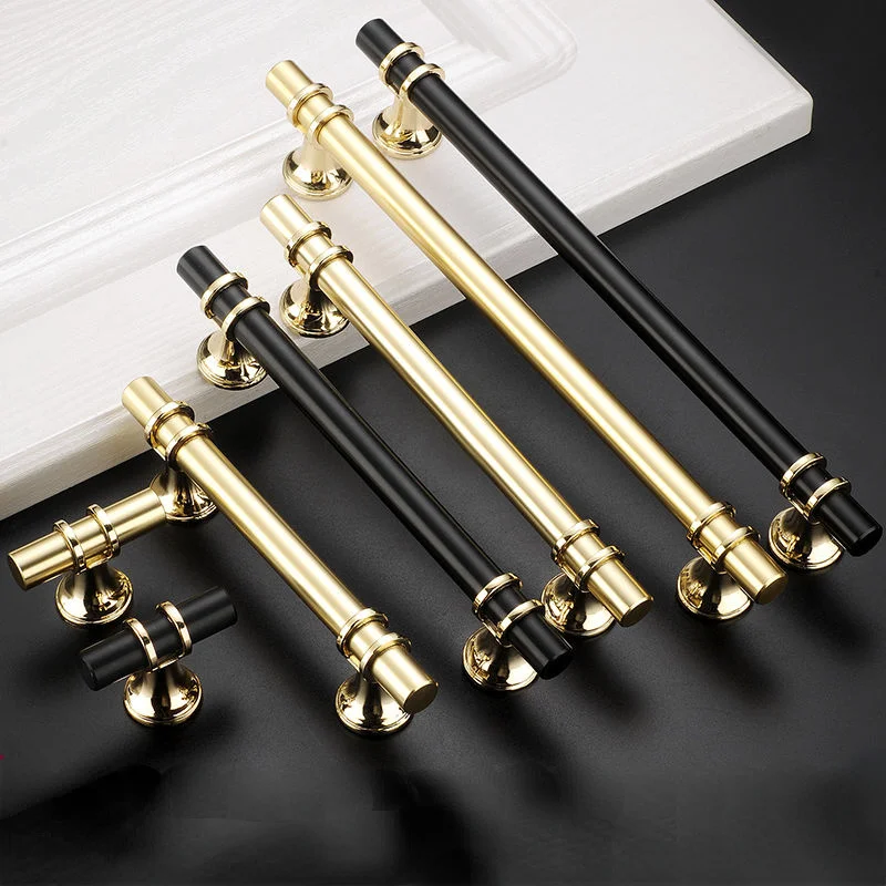 Zinc Alloy  Furniture Cabinet Knobs  Door Furniture Pull House Handle Black Gold T Bar Solid Cabinet Drawer Knob Handle Knob