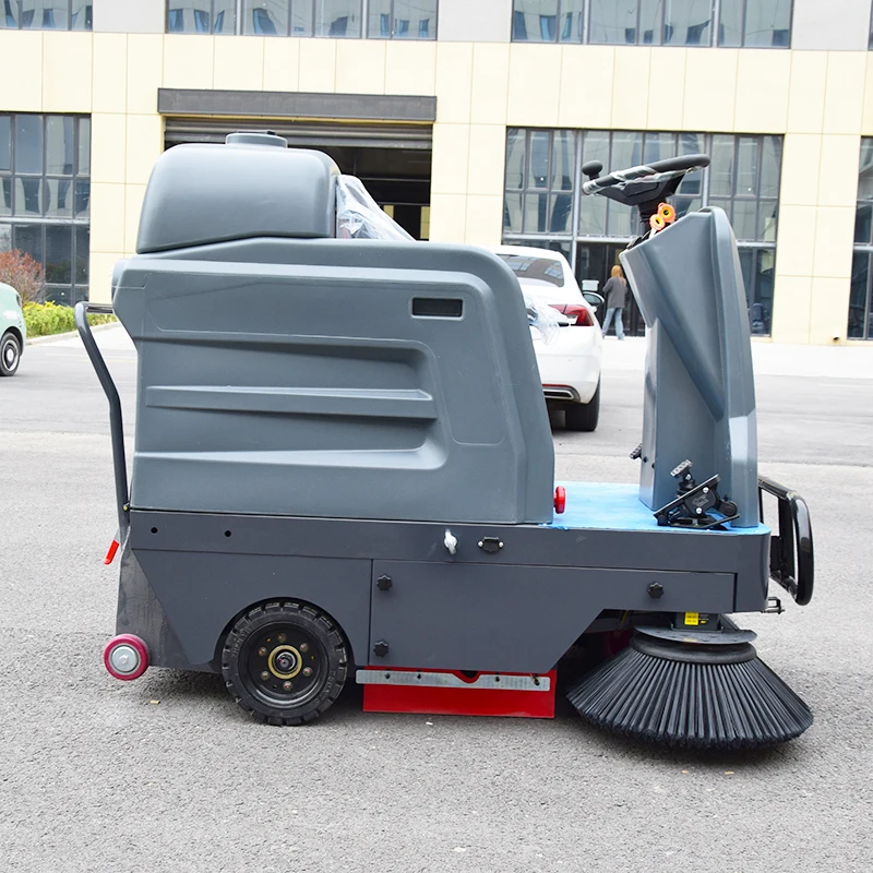 48V Electric Ride-On Self-Propelled Road Sweeper 45Ah Battery New Condition Floor Sweeper for Leaf Street